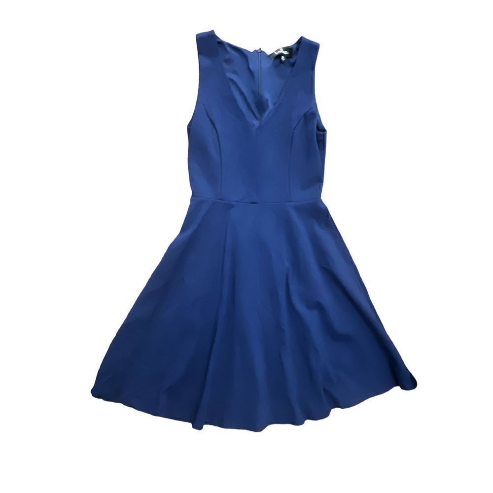 Lulus V-neck navy blue fit and flare skater dress sleeveless XS stretchy